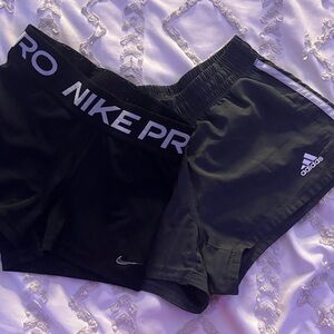 Nike Women's Black and Gray Athletic Shorts